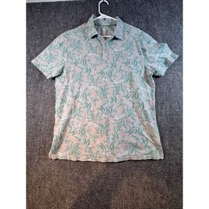 Tommy Bahama Polo Shirt Mens L Green Gray Tropical Leaf Supima Golf